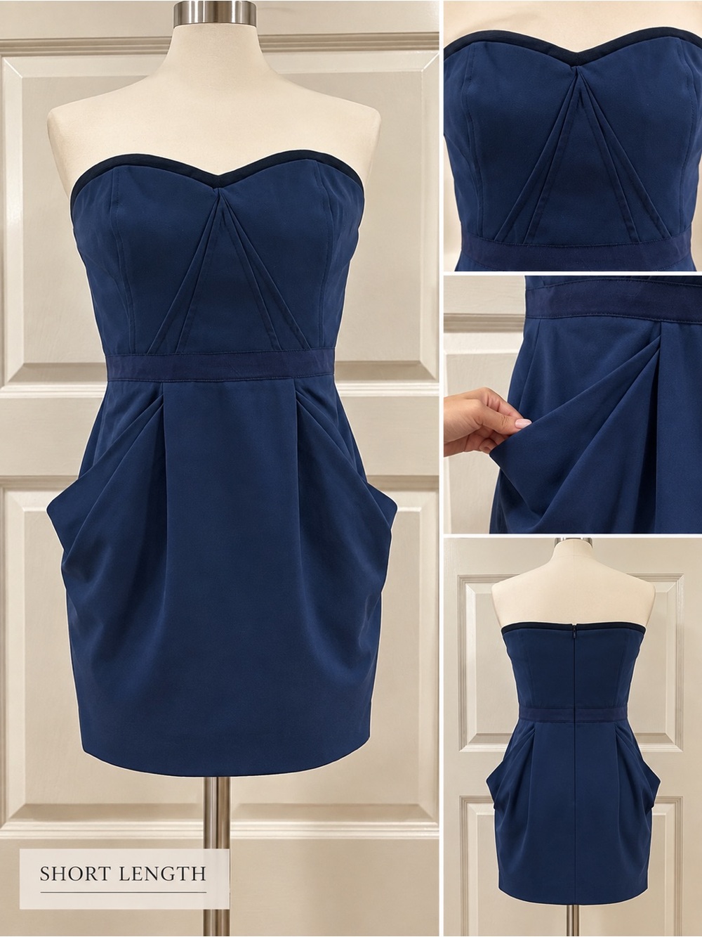 BCBGMaxAzria Strapless Navy Cocktail Dress